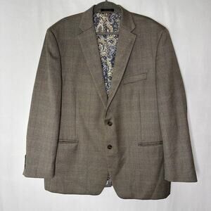 Lauren Ralph Lauren Blazer Mens 48R Gray Plaid Two Button Front Sport Coat